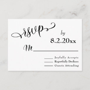 Diskret, svart Bröllop OSA av Elegant Typografi Kort
