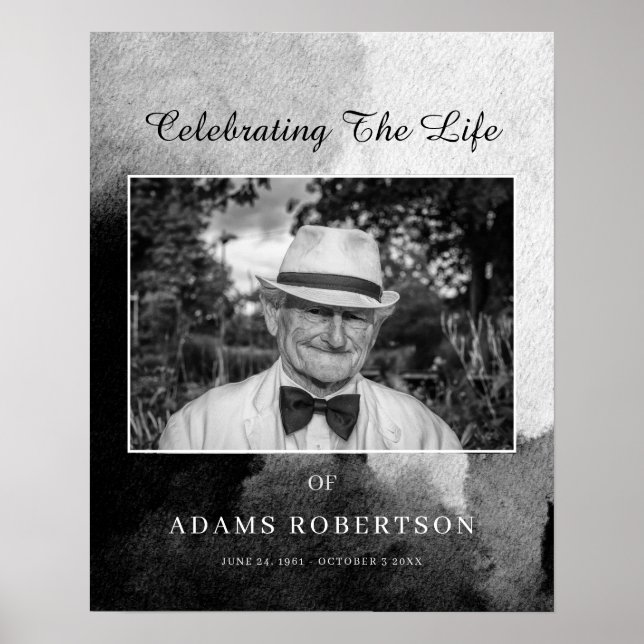 Diskret svart-vit välkomstbild för begravning poster (Framsidan)