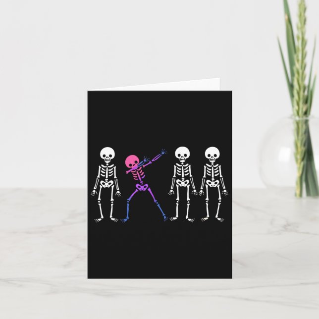 Diskret tvåspråkig Skeleton Subtle Bi Pride Hallow Kort (Framsida)