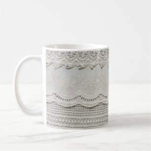 Diskret vitt snöre, textilnäring. kaffemugg