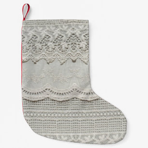 Diskret vitt snöre, textilnäring. liten julstrumpa