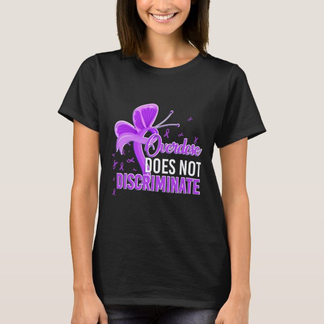 Diskriminerar inte Lila Awareness Ribbon T Shirt (Framsida)