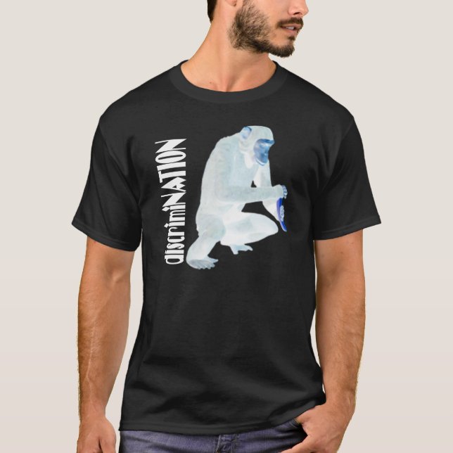 diskriminering "schimpans" (den mörka skjortan) t-shirt (Framsida)