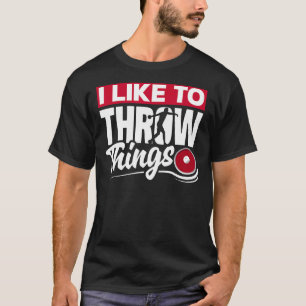 Diskus som kastar diskussioner om halshuggning och t shirt