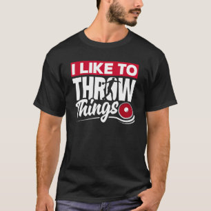 Diskus som kastar diskussioner om halshuggning och t shirt
