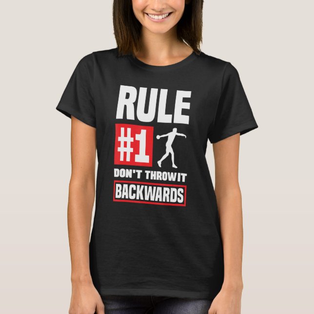 Diskus som kastar diskussioner om tunnare spår och t shirt (Framsida)
