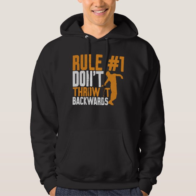 Diskuskastare Kasta Inte Diskus Baklänges Diskuska Hoodie (Framsida)
