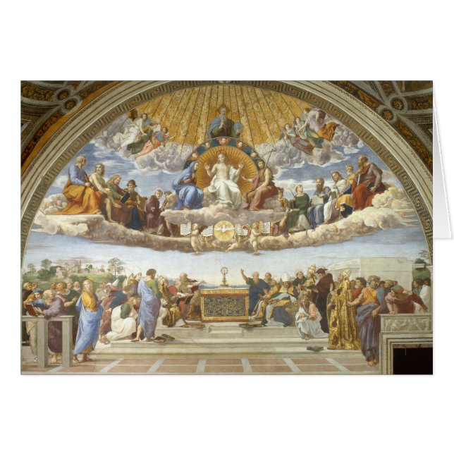 Diskussion om Heligan Sacrament, Raphael Sanzio Hälsningskort (Framsidan Horizontal)