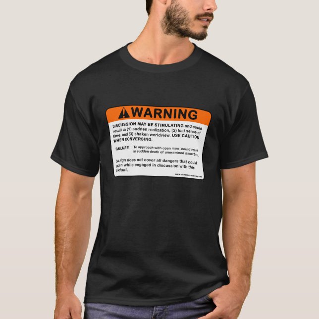 Diskussionsmaj är farlig (mörk) tee shirt (Framsida)