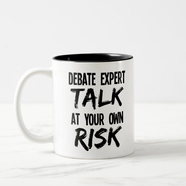 Diskutera expertsamtal på egen risk Två-Tonad mugg (Vänster)