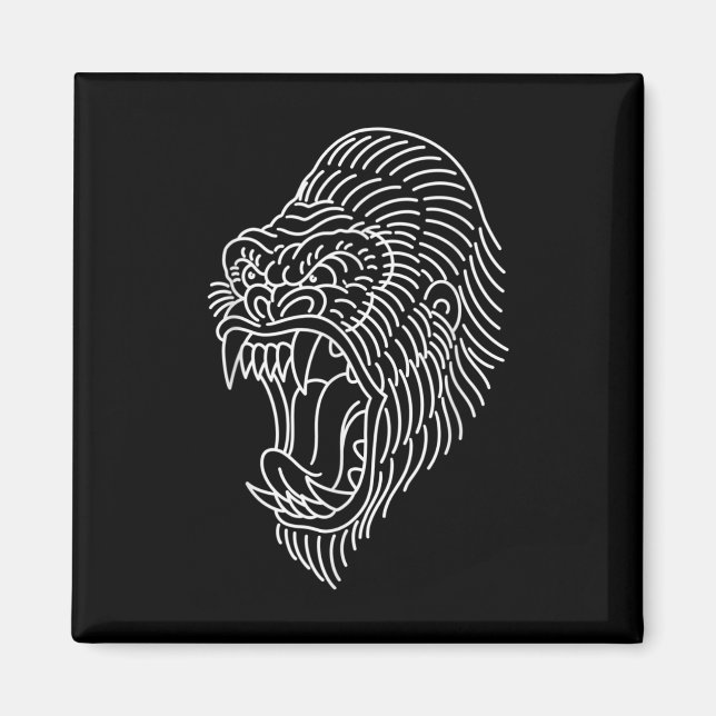 Disline Tattoo för American Traditional Gorilla He Magnet (Framsidan)