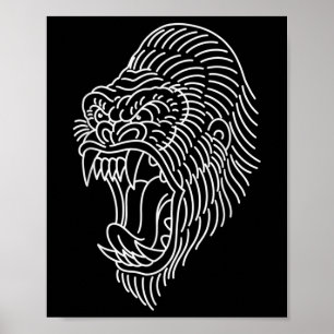 Disline Tattoo för American Traditional Gorilla He Poster