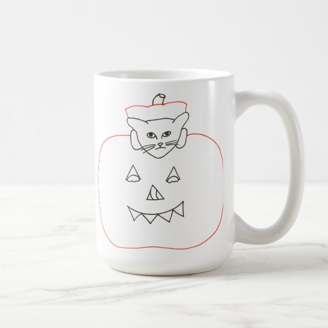 Disline Teckning Cat in a Pumpkin Halloween Mugg (Höger)