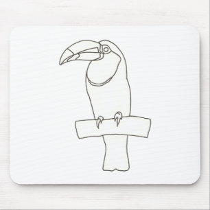 Disline teckning of Toucan bird on gren Mousepad Musmatta