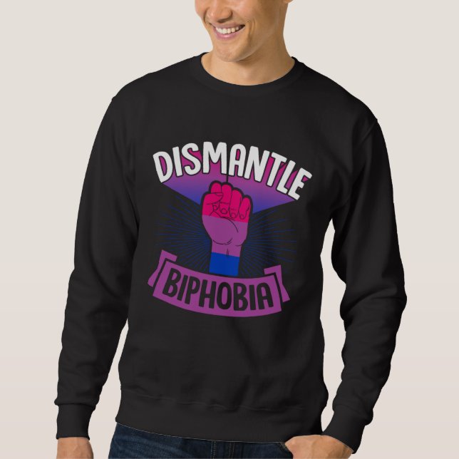 Dismantle Biphobia Protest Fist Bisexual Pride Aes Lång Ärmad Tröja (Framsida)