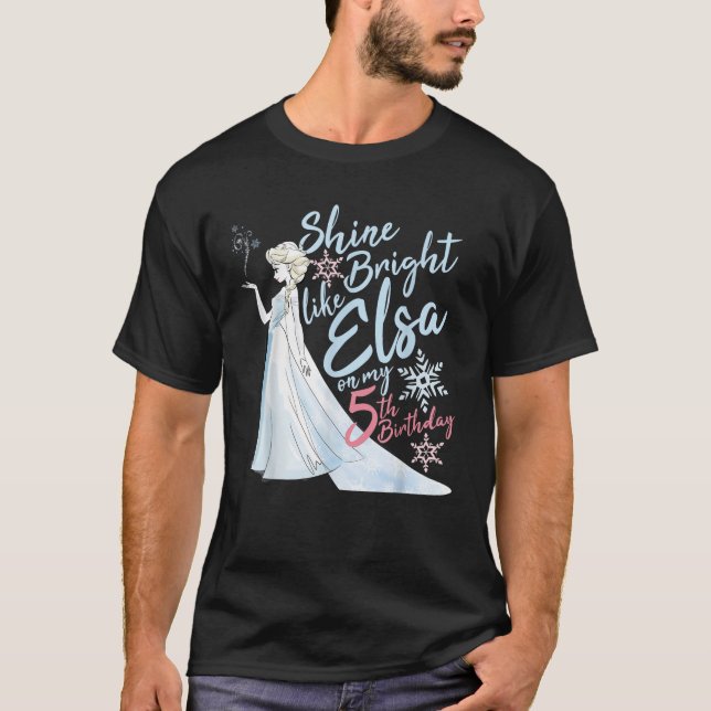 Disney Frozen Elsa Shine Bright på min femte födel T Shirt (Framsida)