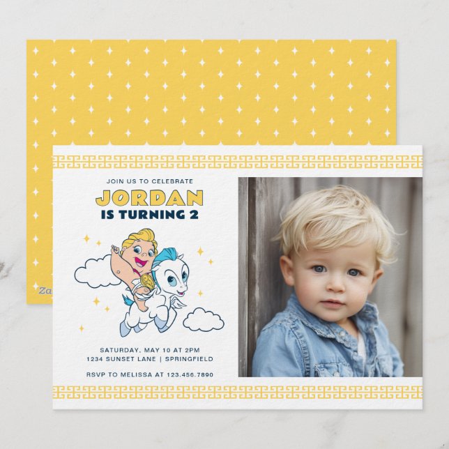 Disney Hercules Baby Birthday Photo Inbjudningar (Fram/baksida)