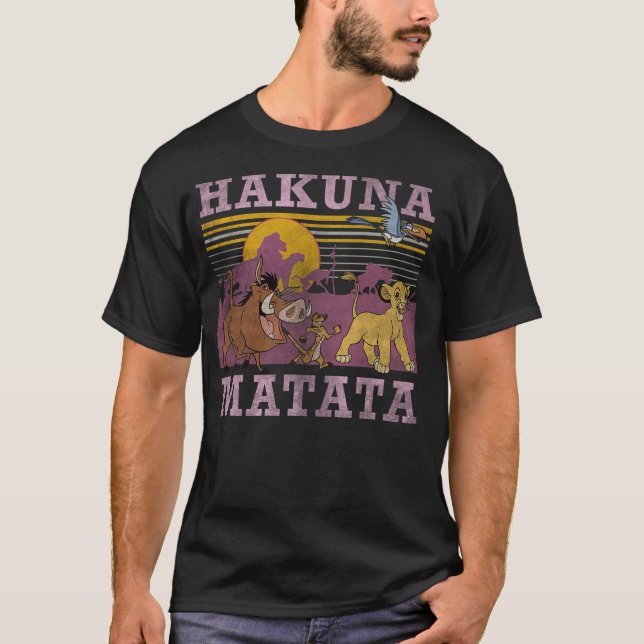 Disney Lejonkungen Retro Hakuna Matata Blekad Affi T Shirt (Framsida)