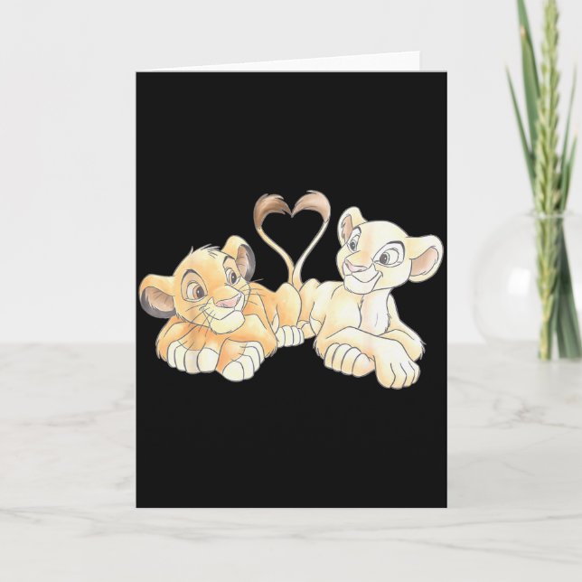 Disney Lejonkungen Simba Och Nala Hjärter Valenti Kort (Framsida)