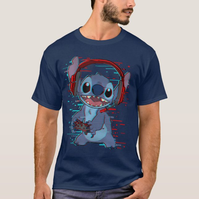 Disney Lilo Stitch Gamer Glitch Headset and Contro T Shirt (Framsida)