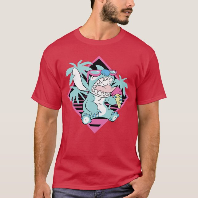 Disney Lilo Stitch Glass Ström Retro 90tal Strand T Shirt (Framsida)