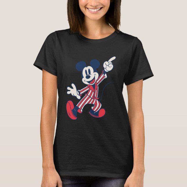 Disney Mickey Mouse Striped Pajamas Slumber Party  T Shirt (Framsida)