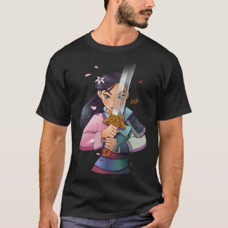 Disney Mulan Anime Half Girl Half Warrior Premium  T Shirt