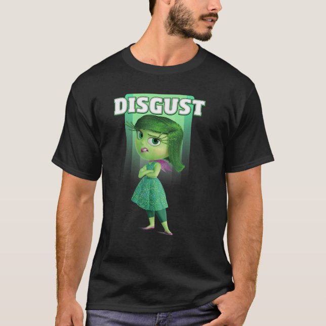 Disney Pixar Inside Out Grönt Retro Poster T Shirt (Framsida)