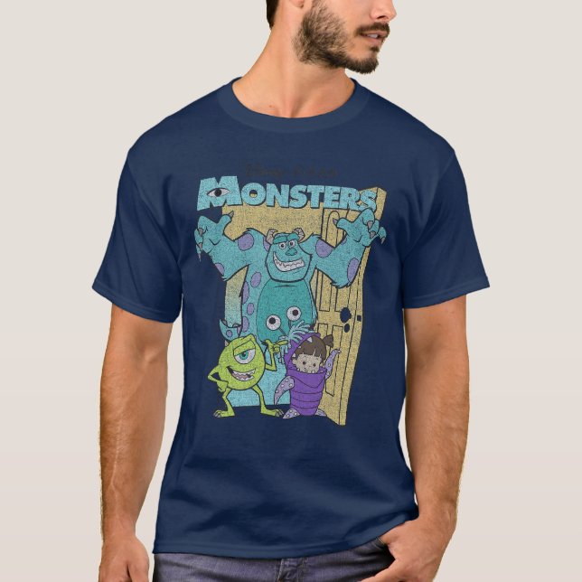 Disney Pixar Monsters Inc Mike Sully Boo Group Pos T Shirt (Framsida)
