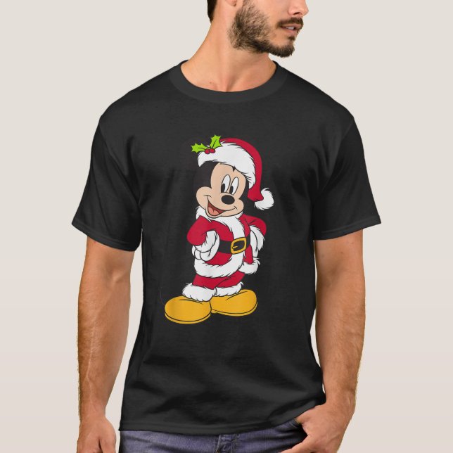 Disney Santa Mickey Mouse Helgdag Kortärmad T Shirt (Framsida)