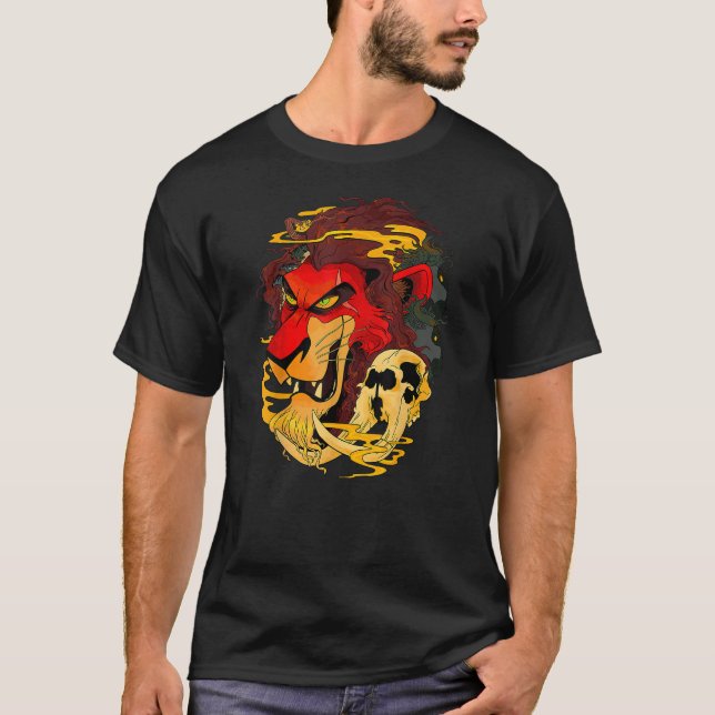 Disney The Lion King Scar Red Hue Head Shot T Shirt (Framsida)