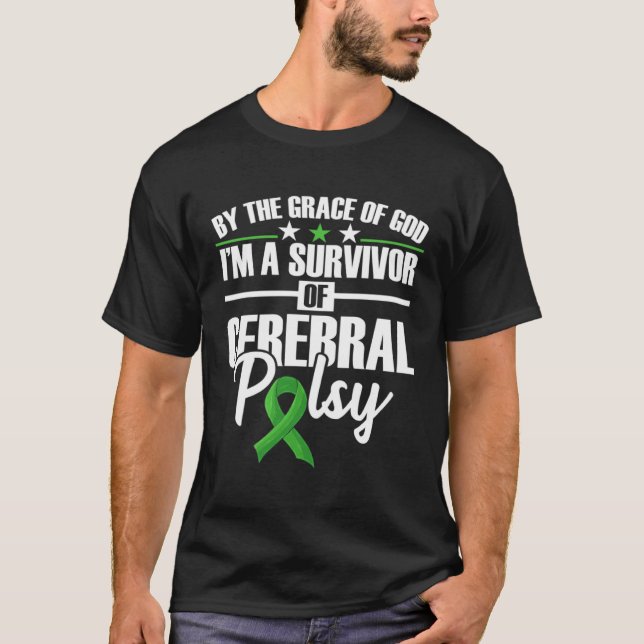 Disorder Green Ribbon Disability CP Cerebral Palsy T Shirt (Framsida)