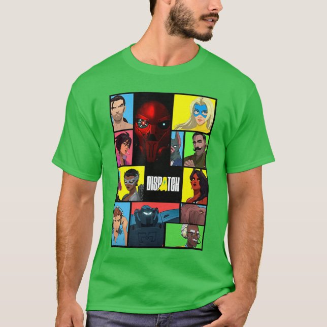 Dispatch Video Game Collage Design retro T Shirt (Framsida)