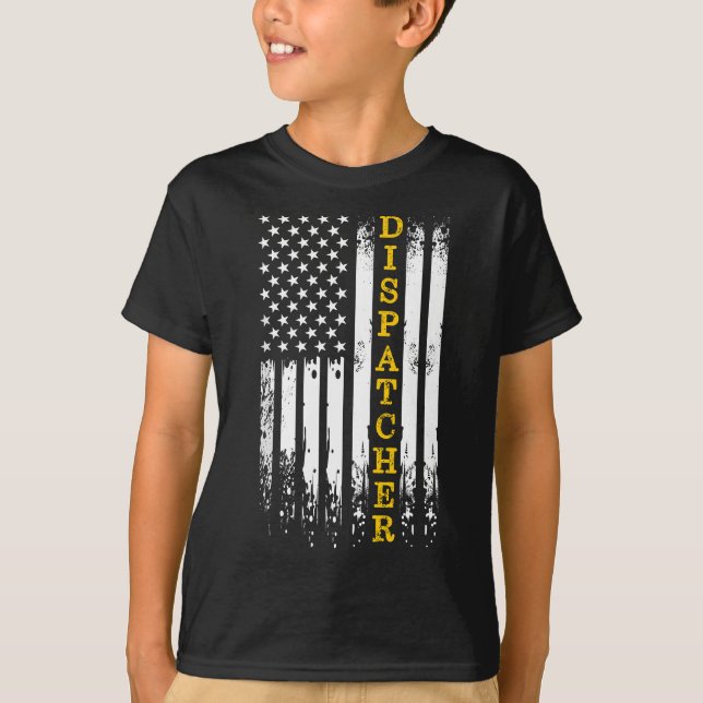 Dispatcher - 911 operator Thin Guld Gult Line Di T Shirt (Framsida)