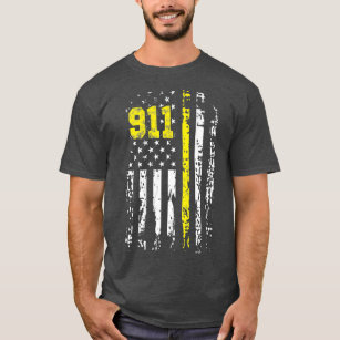 Dispatcher 911 USA flagga Dispatcher Gift back T Shirt
