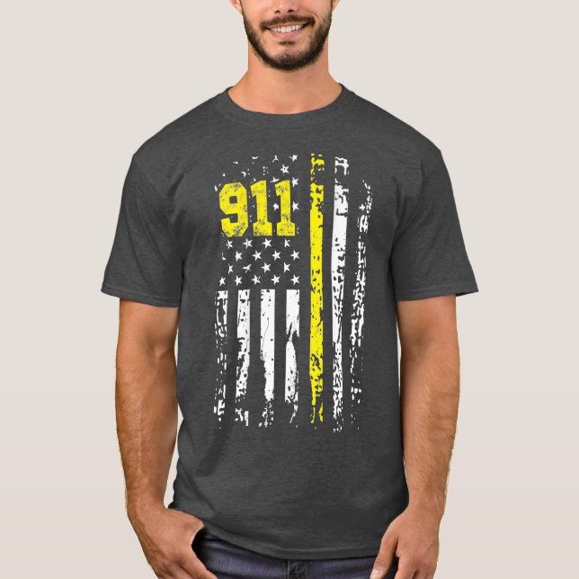 Dispatcher 911 USA flagga Dispatcher Gift back T Shirt (Framsida)