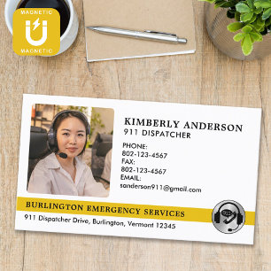 Dispatcher Anpassningsbar Akut Fire Photo Logotyp Magnetiska Visitkort
