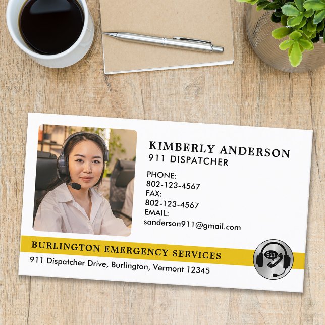 Dispatcher Anpassningsbar Akut Fire Photo Logotyp  Visitkort (Skapare uppladdad)