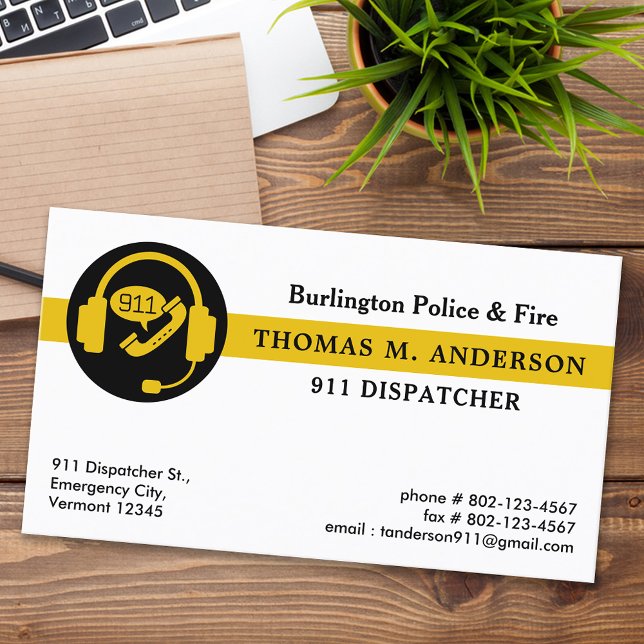 Dispatcher Anpassningsbar Modern Akut Services 911 Visitkort (Skapare uppladdad)