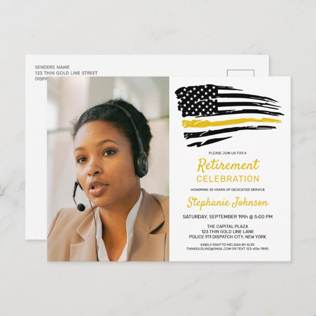 Dispatcher Anpassningsbar Photo Thin Guld Line Pen Vykort (Fram/baksida)