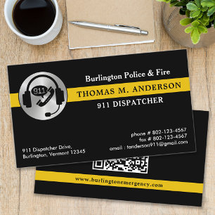 Dispatcher Anpassningsbar Thin Guld Line 911 Logot Visitkort