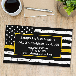 Dispatcher Fire Police Thin Gult Line Visitkort