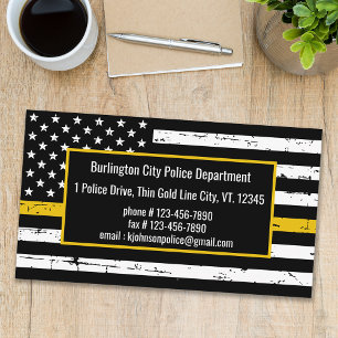 Dispatcher Fire Police Thin Gult Line Visitkort