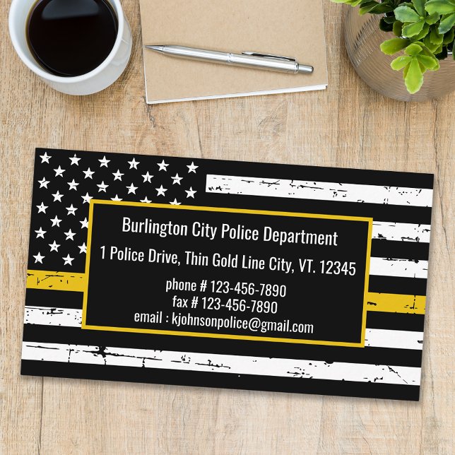 Dispatcher Fire Police Thin Gult Line Visitkort (Skapare uppladdad)