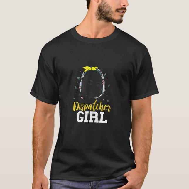 Dispatcher Girl Headset Thin Gult Line Moody Gir T Shirt (Framsida)