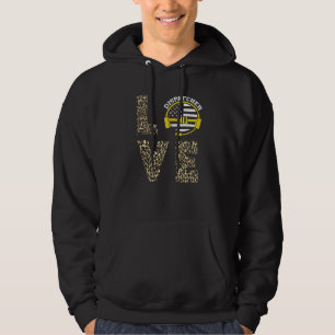 Dispatcher Leopard 911 Operatör Tunn Gul Linje L Hoodie