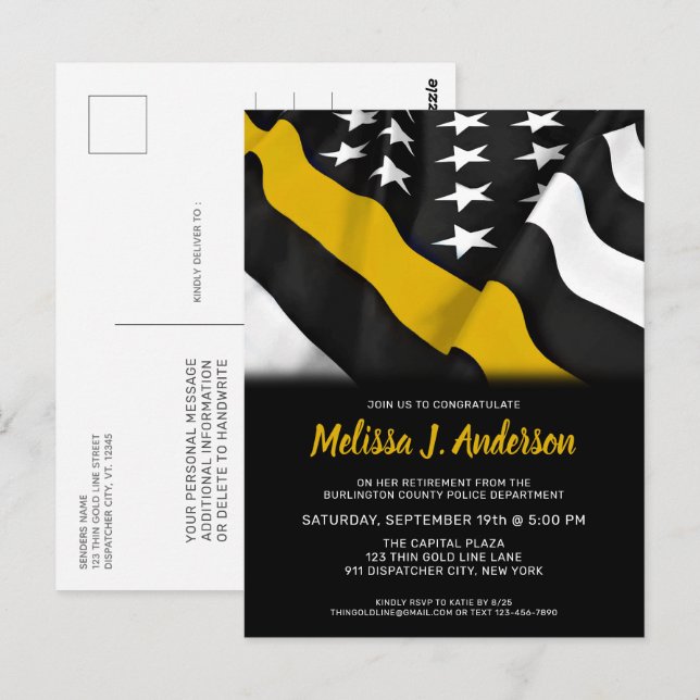 Dispatcher Pension Personlig Thin Guld Line Vykort (Fram/baksida)