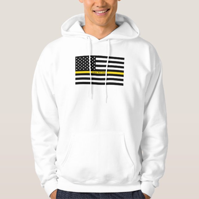 Dispatcher Thin Gult Line American Flagga Monogram Hoodie (Framsida)