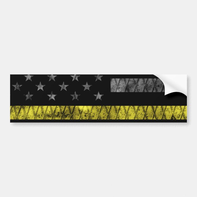 Dispatcher Thin Gult Line-Flagga Bildekal (Framsidan)