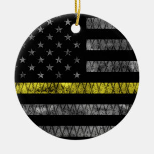 Dispatcher Thin Gult Line-Flagga Julgransprydnad Keramik